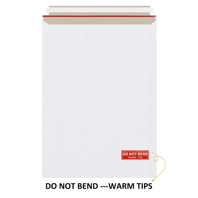 Alt view image 4 of 5 - 25 Pack 13x18 inch Large Rigid Mailer Self Seal Photo Document Mailers, Stay Flat White Cardboard Envelopes White Photography Mailers for CD, Photos, Document
