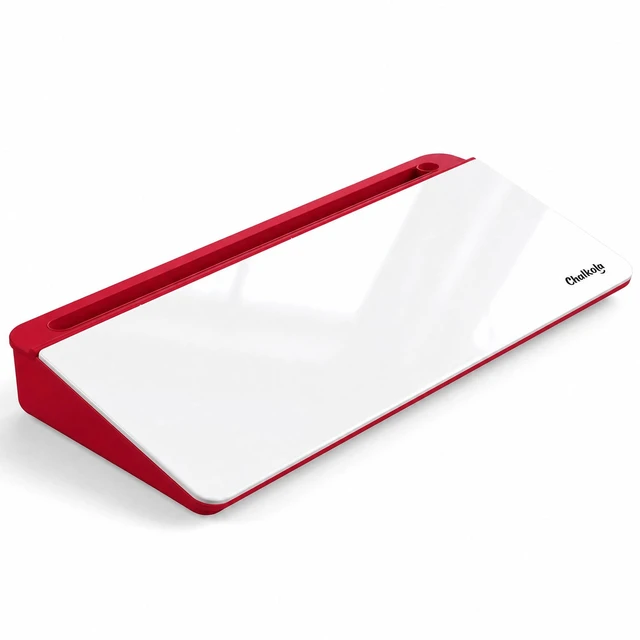 Main image of Red/White Glass Desktop Whiteboard with Storage, Dry Erase Board Work Desk Organizers, Computer Keyboard Stand, Home Office Desk Accessories, Workspace Deskboard Buddy, Small White Board