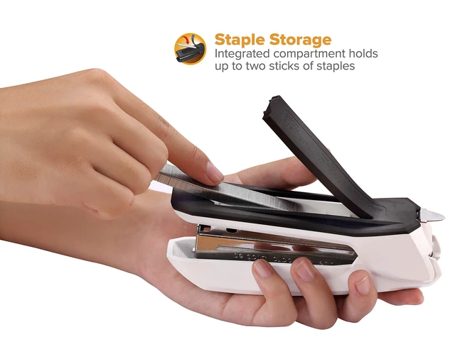 Alt view image 4 of 7 - Office Ascend 3 in 1 Stapler Integrated Remover & Staple Storage, 420 Staples Included, 20 Sheet Capacity, Lightweight, White (B210-WHT), Full Size