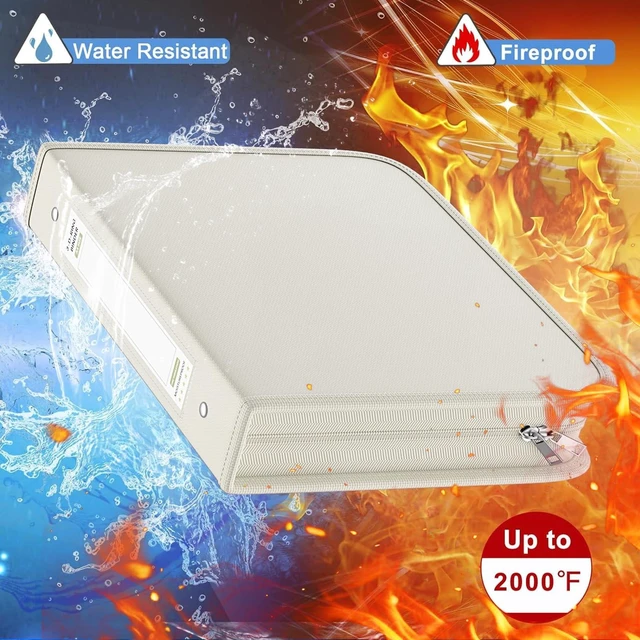 Alt view image 3 of 7 - Fireproof 3 Ring Binder with Zipper, 1.5" D Rings Holds 375 Sheets Fits Letter Size,Compatible with Clear Page Protectors,Built-in Net Pouch Pen Holder,Portable Safe Storage,1 Pack,White