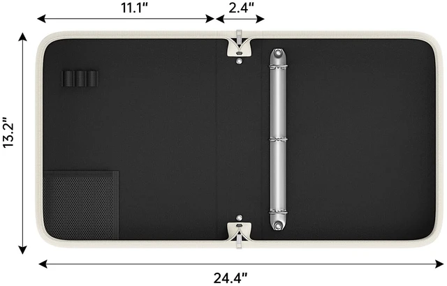 Alt view image 5 of 7 - Fireproof 3 Ring Binder with Zipper, 1.5" D Rings Holds 375 Sheets Fits Letter Size,Compatible with Clear Page Protectors,Built-in Net Pouch Pen Holder,Portable Safe Storage,1 Pack,White