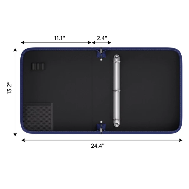 Alt view image 7 of 7 - Fireproof 3 Ring Binder with Zipper, 1.5" D Rings Holds 375 Sheets Fits Letter Size,Compatible with Clear Page Protectors,Built-in Net Pouch Pen Holder,Portable Safe Storage,1 Pack,Blue