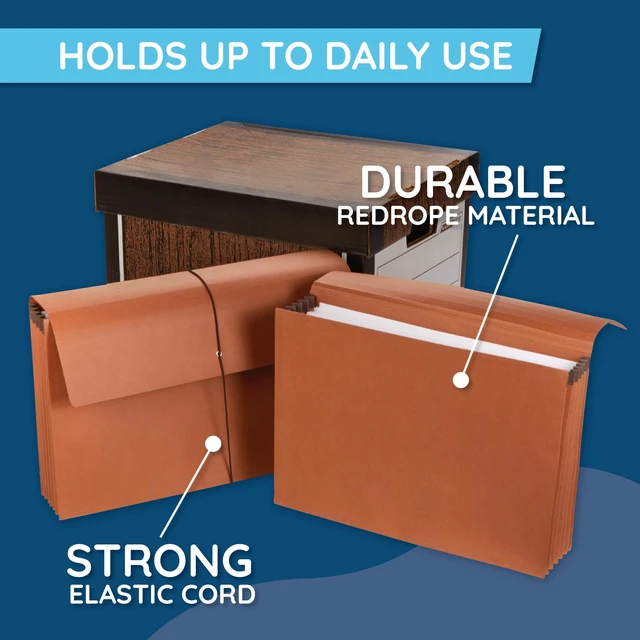 Alt view image 4 of 6 - 10 Expanding Accordion File Wallets, Legal Size 5.25 in Expansion, Cord Closure, Legal Size, for Documents, Files, and Travel Filing