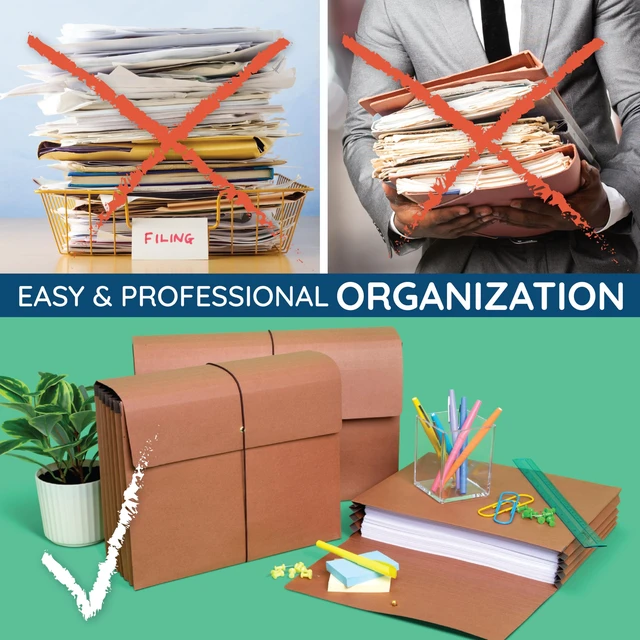 Alt view image 6 of 6 - 10 Expanding Accordion File Wallets, Legal Size 5.25 in Expansion, Cord Closure, Legal Size, for Documents, Files, and Travel Filing