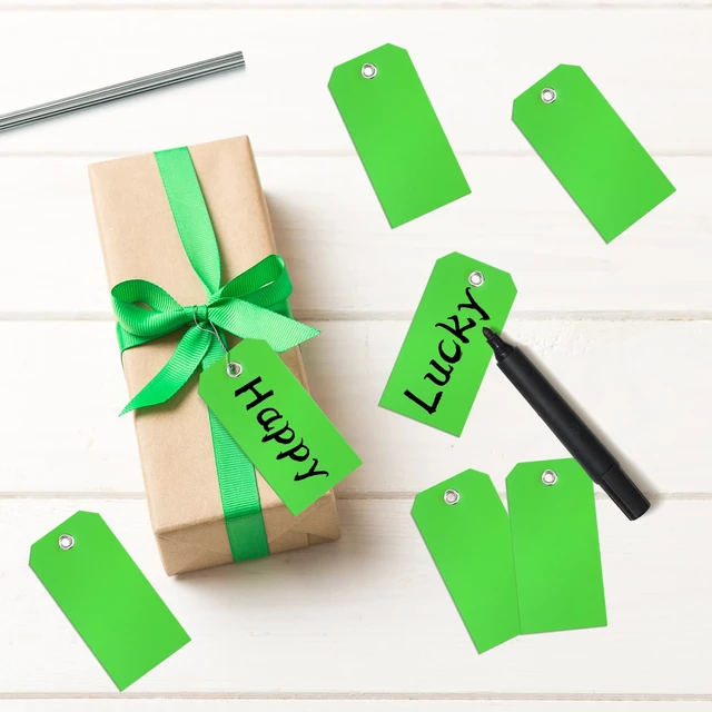 Alt view image 7 of 7 - 500 Pieces Plastic Shipping Tags with Wire Waterproof Hang Tags Heavy Duty Labeling Tags with String Wires Tags Labels Labeling Tags Stacking Tags for Equipment Car Parts (Green, 2x4)
