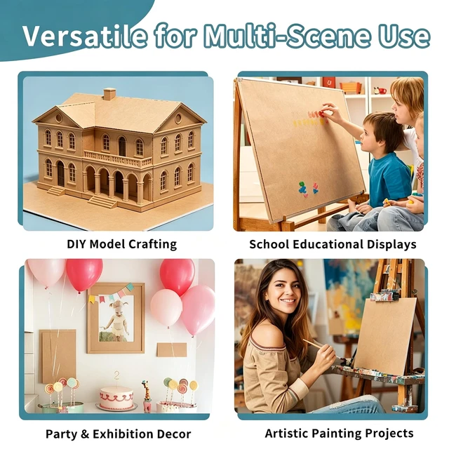 Alt view image 5 of 7 - 4 Pack Foam Board 24"x36", 0.23 Inch Thickness Brown Poster Board, Double-Sided Acid-Free Foam Core Board, Large Lightweight Polystyrene Mat Board for Painting, Display, Craft & School Projects