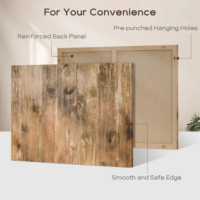 Alt view image 6 of 7 - Decorative Magnetic Board for Wall, 24''x18'' Dry Erase Board, Brown Wood Magnet Board, Display Board, Wall Mounted, for Home, Office, Kitchen, 2 Markers, 6 Magnets