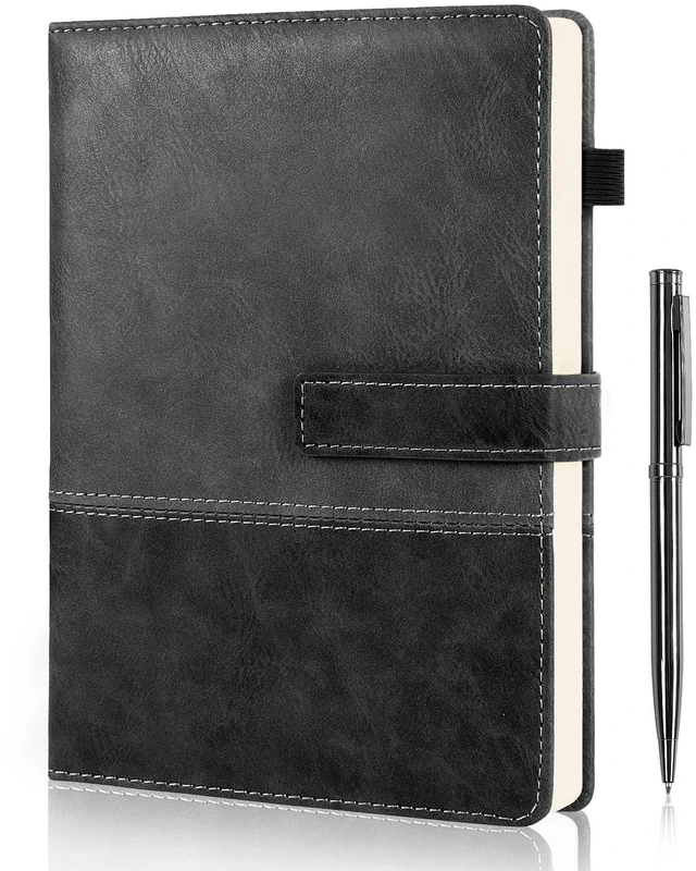 Main image of Leather Journal for Men Women with Pen, A5 5.7"×8.3" Hardcover Notebook Lined Journal 240 Pages with Magnetic Closure, Daily Journal Notebook for Writing Note Taking, Business, Work, Travel (Black)