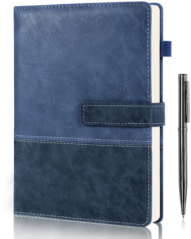 Main image of Leather Journal for Men Women with Pen, A5 5.7"×8.3" Hardcover Notebook Lined Journal 240 Pages with Magnetic Closure, Daily Journal Notebook for Writing Note Taking, Business, Work, Travel (Blue)