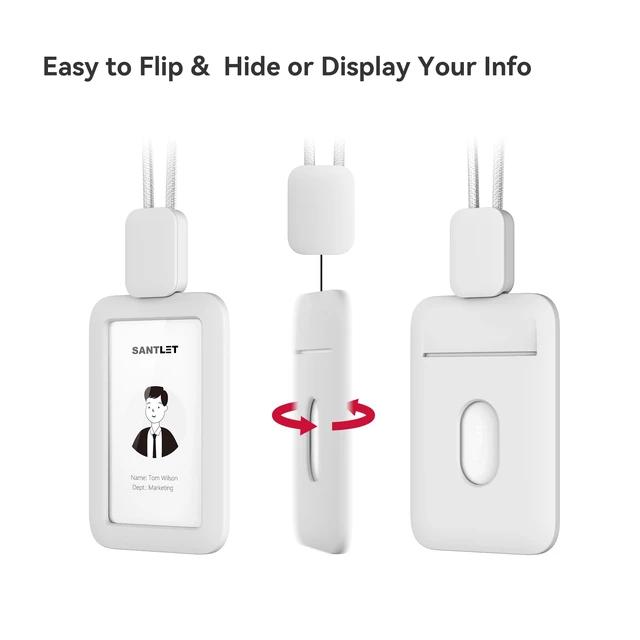 Alt view image 5 of 7 - Lanyards for ID Badges Holder, Soft Silicone, Retractable Cord Clean Quiet Profile with 2 Card Slots, Safety Breakaway Buckle for Office Staff Teachers Employees Cruising, Vertical Gray