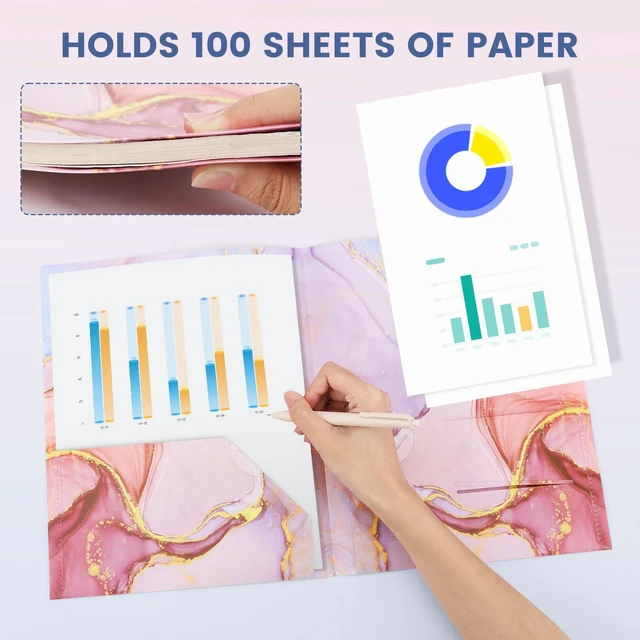 Alt view image 4 of 6 - Ddowanx 12 Pack Folders with 2-Pocket,Heavy Duty Plastic Folders for School Aesthetic Pocket Folders for Documents Letter Size, Cute Marble Colors File Folder,Back to School Supplies