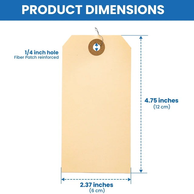 Alt view image 2 of 7 - Manila Shipping Tags with Metal Wires Large Durable Blank Paper Tags 4¾ x 2 Ideal for Labeling and Inventory Use Box of 500