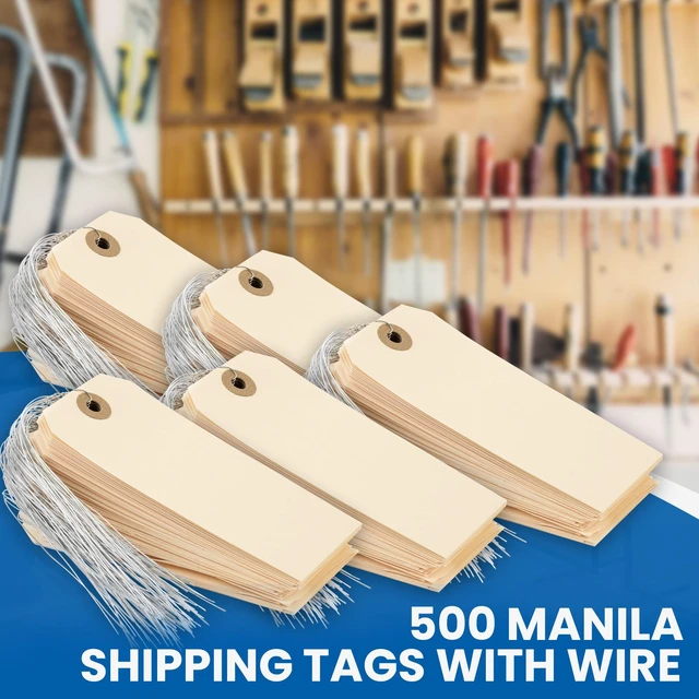 Alt view image 3 of 7 - Manila Shipping Tags with Metal Wires Large Durable Blank Paper Tags 4¾ x 2 Ideal for Labeling and Inventory Use Box of 500