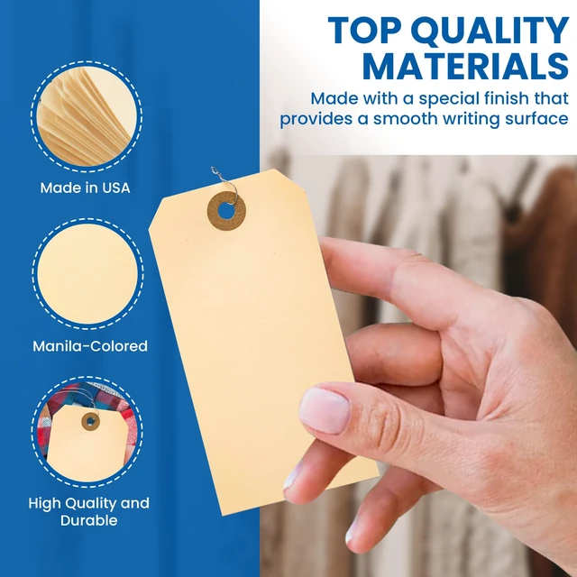 Alt view image 4 of 7 - Manila Shipping Tags with Metal Wires Large Durable Blank Paper Tags 4¾ x 2 Ideal for Labeling and Inventory Use Box of 500