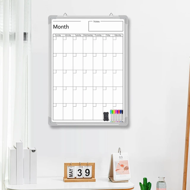 Alt view image 3 of 6 - 24" x 18" Magnetic Vertical Monthly Dry Erase Calendar for Wall Undated Horizontal Dry Erase Calendar Planner Aluminum Frame Whiteboard for Home Office Projects Wall Fridge