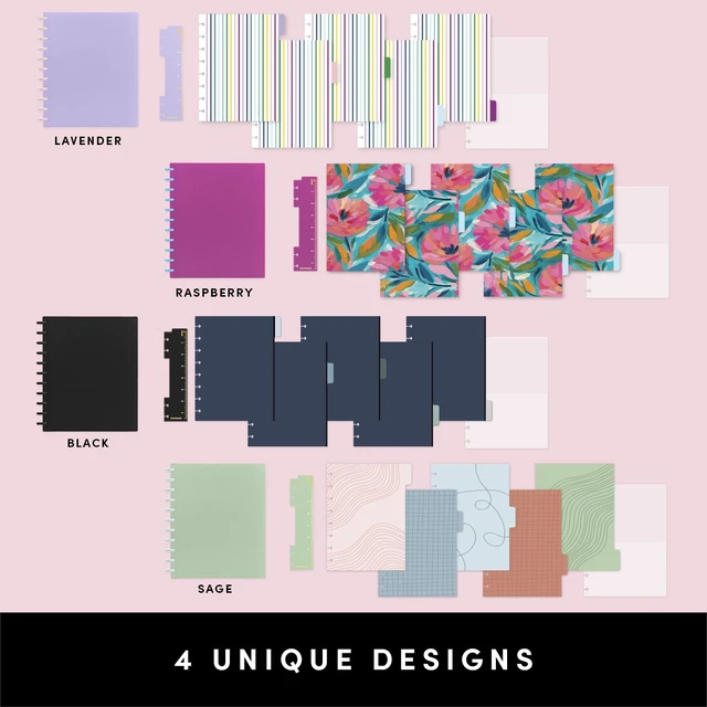 Alt view image 7 of 7 - Large Customizable Discbound Notebook, 114 Pages, All-in-One, 11-Disc Refillable Spiral Journal, 12-Month Undated Calendar, Dividers & Stickers (Sage), 11.14 in x 9.6 in