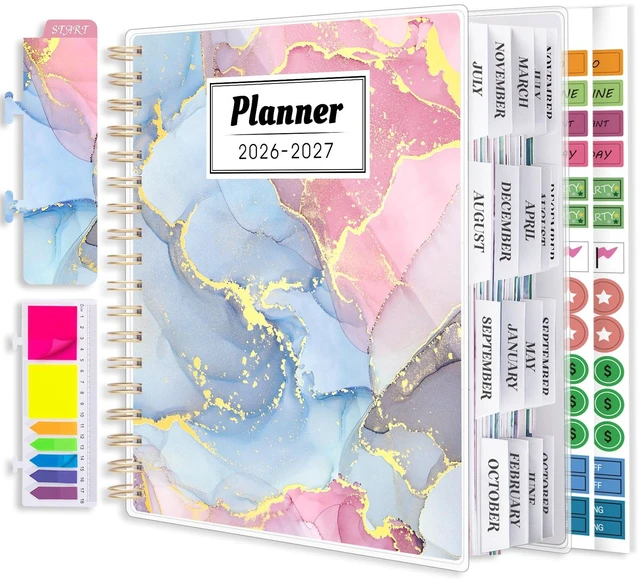 Main image of Planner 2026-2027, 18 Months Academic Daily Weekly Monthly Calendar Planner July 2026 - Dec 2027, 7.9" x 9.8", Agenda Organizer Book with Tabs, Inner Pocket, Bookmark, Stickers, Sticky Note Set