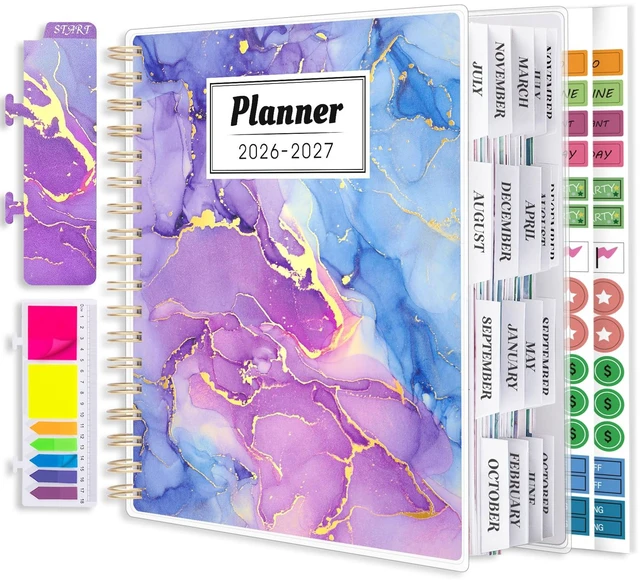 Main image of Planner 2026-2027, 18 Months Academic Daily Weekly Monthly Calendar Planner July 2026 - Dec 2027, 7.9" x 9.8", Agenda Organizer Book with Tabs, Inner Pocket, Bookmark, Stickers, Sticky Note Set