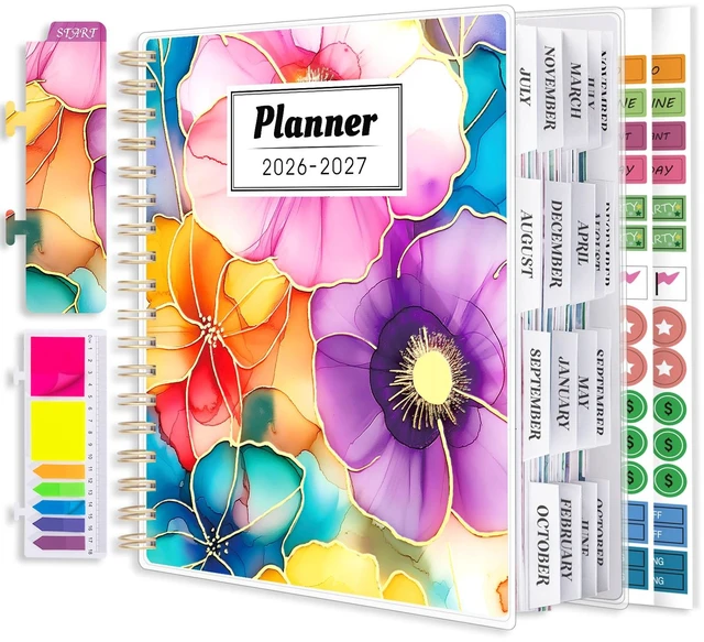 Main image of Planner 2026-2027, 18 Months Academic Daily Weekly Monthly Calendar Planner July 2026 - Dec 2027, 7.9" x 9.8", Agenda Organizer Book with Tabs, Inner Pocket, Bookmark, Stickers, Sticky Note Set