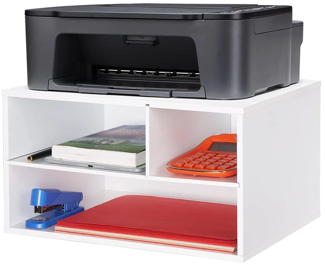 Main image of Printer Stand Shelf with Storage Wood Desk Paper Organizer for Home/Office, Printer Riser, 2 Tier
