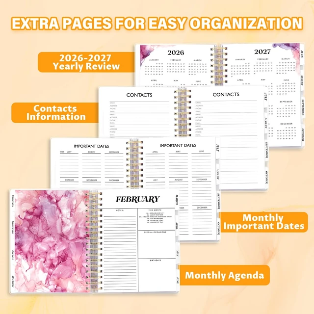 Alt view image 6 of 7 - Planner 2026-2027, 18 Months Academic Daily Weekly Monthly Calendar Planner July 2026 - Dec 2027, 7.9" x 9.8", Agenda Organizer Book with Tabs, Inner Pocket, Bookmark, Stickers, Sticky Note Set