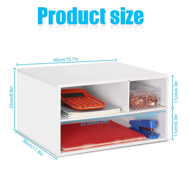 Alt view image 4 of 6 - Printer Stand Shelf with Storage Wood Desk Paper Organizer for Home/Office, Printer Riser, 2 Tier