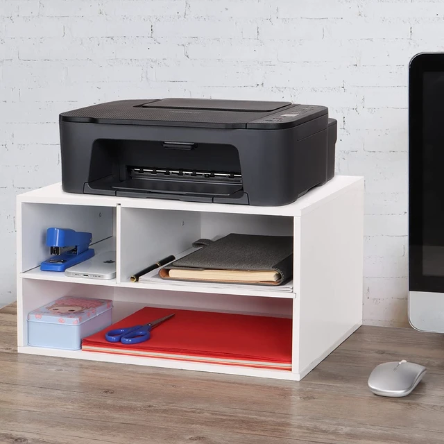 Alt view image 5 of 6 - Printer Stand Shelf with Storage Wood Desk Paper Organizer for Home/Office, Printer Riser, 2 Tier