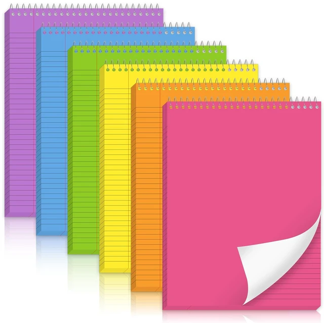 Main image of 6Pcs Colorful Top Spiral Notebooks 8.5x11 College Ruled Steno Pad 8.5x11 Aesthetic Legal Pad, 6 Pack 53-Sheet Colored Paper, Top Bound Steno Pad for Writing School Office Supplies Note Taking