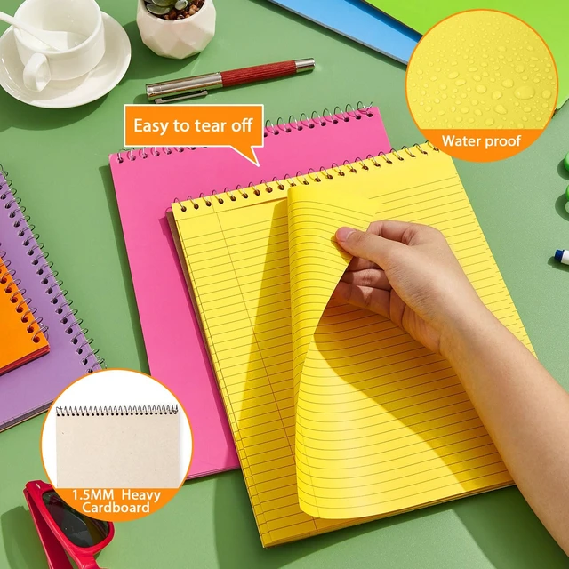 Alt view image 3 of 7 - 6Pcs Colorful Top Spiral Notebooks 8.5x11 College Ruled Steno Pad 8.5x11 Aesthetic Legal Pad, 6 Pack 53-Sheet Colored Paper, Top Bound Steno Pad for Writing School Office Supplies Note Taking