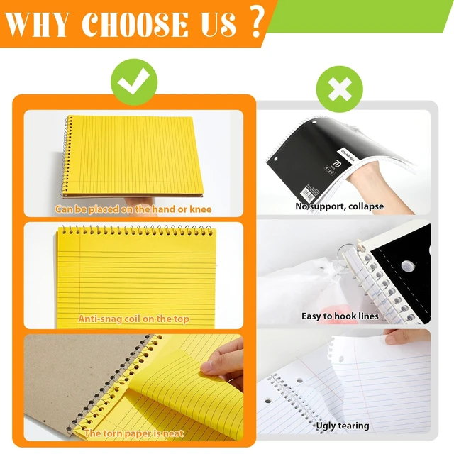 Alt view image 4 of 7 - 6Pcs Colorful Top Spiral Notebooks 8.5x11 College Ruled Steno Pad 8.5x11 Aesthetic Legal Pad, 6 Pack 53-Sheet Colored Paper, Top Bound Steno Pad for Writing School Office Supplies Note Taking