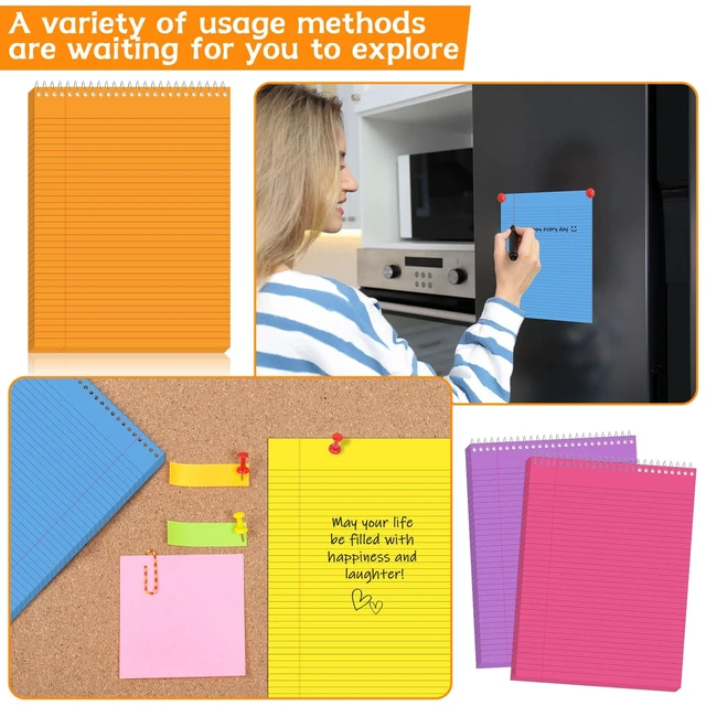 Alt view image 7 of 7 - 6Pcs Colorful Top Spiral Notebooks 8.5x11 College Ruled Steno Pad 8.5x11 Aesthetic Legal Pad, 6 Pack 53-Sheet Colored Paper, Top Bound Steno Pad for Writing School Office Supplies Note Taking
