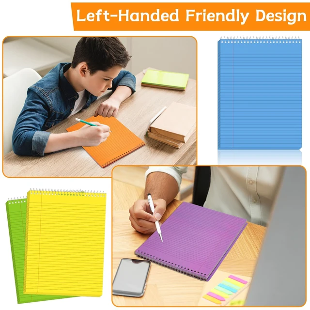 Alt view image 5 of 7 - 6Pcs Colorful Top Spiral Notebooks 8.5x11 College Ruled Steno Pad 8.5x11 Aesthetic Legal Pad, 6 Pack 53-Sheet Colored Paper, Top Bound Steno Pad for Writing School Office Supplies Note Taking