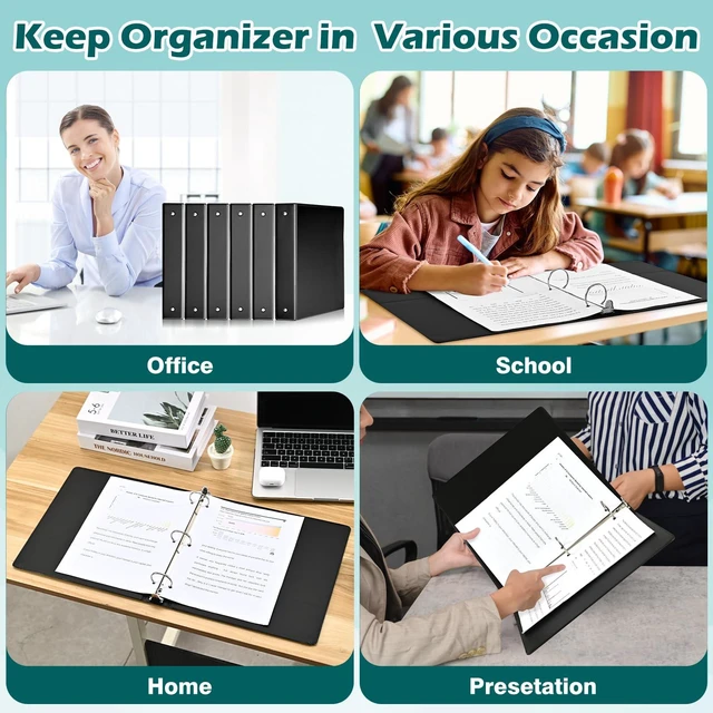 Alt view image 7 of 7 - 3 Ring Binder 1.5 Inch 6 Pack, 1-1/2" Clear View with Round Rings, PVC-Free,Holds for 325 Sheets 8.5X 11 US Letter Size Paper, Durable Black Perfect for Office,School and Home