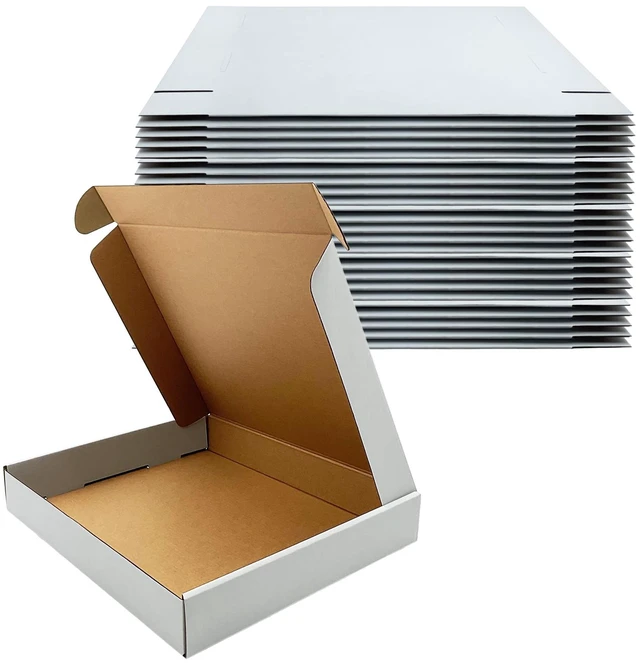 Main image of 13x11x2 Inch Shipping Boxes Set of 25,White Corrugated Cardboard Mailers Recycled Literature Mailer, Small Business Packaging, Mailing, Moving, Storage, Gifting, Wrapping, E-Commerce, Tuck Top