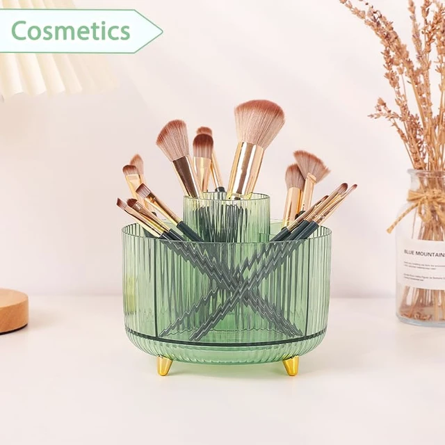 Alt view image 4 of 7 - Rotating Pencil Pen Holder, Pen Organizer with 5 Slots - Aesthetic Desk Organizer and Accessories for School, Home, Office Supplies, Clear Green