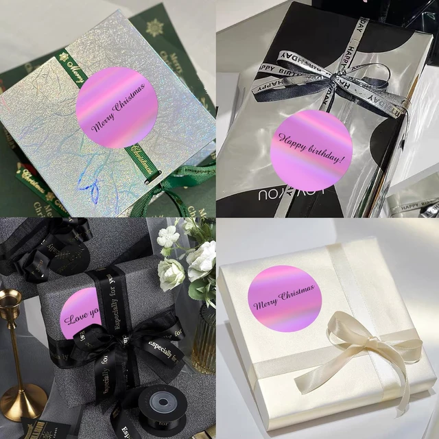 Alt view image 5 of 6 - 3" Holographic Direct Thermal Label Stickers, Round Printable Rainbow Glitter Thermal Printer Sticker Labels for Gift Wrapping, Self-Adhesive DIY Custom Logo Design- Holographic Pink