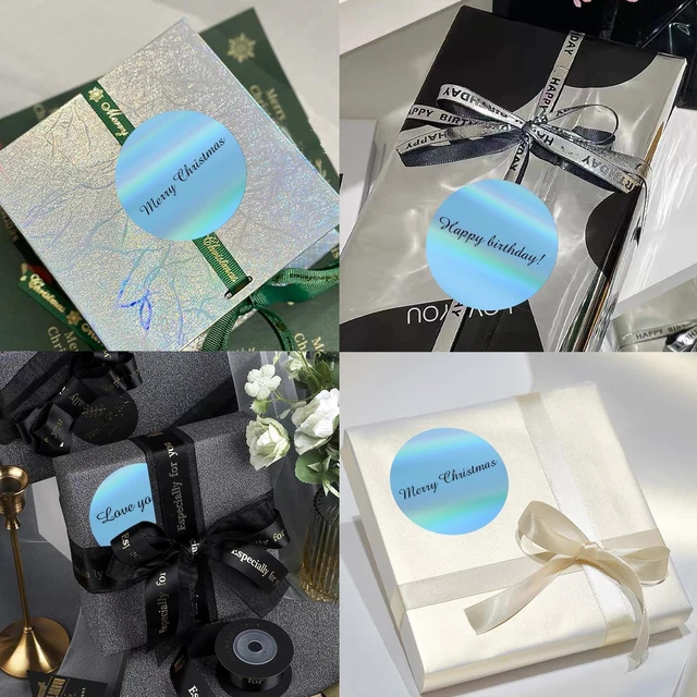 Alt view image 5 of 6 - 3" Holographic Direct Thermal Label Stickers, Round Printable Rainbow Glitter Thermal Printer Sticker Labels for Gift Wrapping, Self-Adhesive DIY Custom Logo Design- Holographic Blue