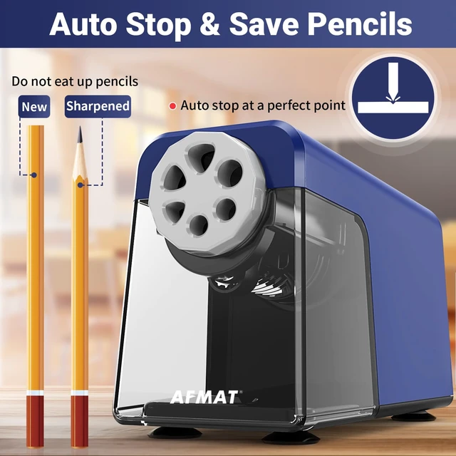 Alt view image 5 of 7 - PSD1 6-Hole Electric Pencil Sharpener, Cordless & Rechargeable, Pencil Sharpener for Classroom, Heavy Duty Pencil Sharpeners for 6-11mm Pencils, Auto Stop, Super Fast, 10,000+ Sharpenings