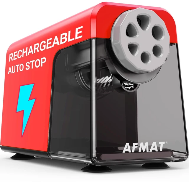 Main image of PSD1 Electric Pencil Sharpener 6 Hole, Cordless & Rechargeable, Colored Pencil Sharpener for 6-11mm Pencils, Auto Stop, Super Fast, 10,000+ Sharpenings, Battery Powered for Classroom/Home/Office