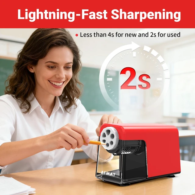 Alt view image 5 of 7 - PSD1 Electric Pencil Sharpener 6 Hole, Cordless & Rechargeable, Colored Pencil Sharpener for 6-11mm Pencils, Auto Stop, Super Fast, 10,000+ Sharpenings, Battery Powered for Classroom/Home/Office