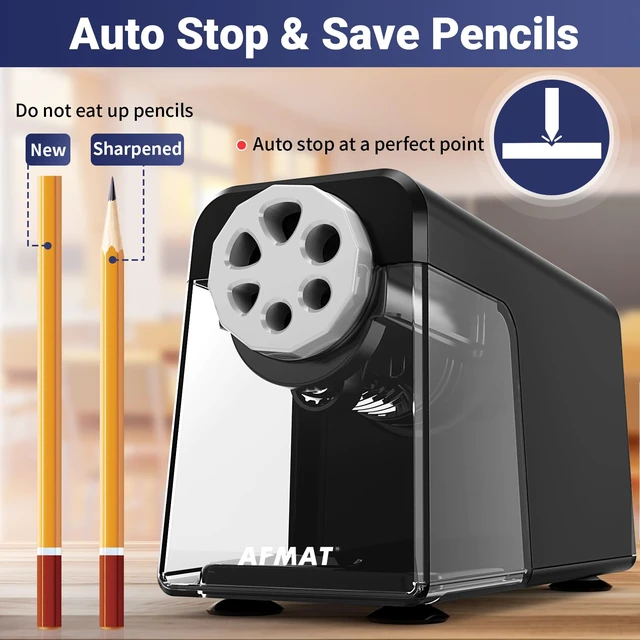 Alt view image 5 of 7 - PSD1 6-Hole Electric Pencil Sharpener for Classroom, Cordless & Rechargeable, Heavy Duty Pencil Sharpeners for 6-11mm Colored Pencils, Auto Stop, Super Fast, 10,000+ Sharpenings, Battery Powered