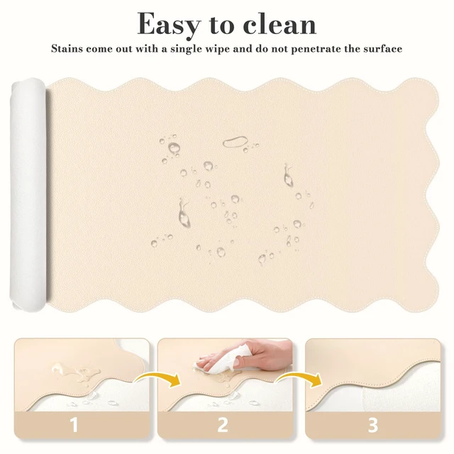Alt view image 3 of 7 - Beige Desk Blotter 35.4"x15.7", Desk Protector for Workspace Mouse Pad with Big Mousepad and Anti-Slip, Romantic Floral Desk Pad for Computer Travel Vanity Office Workspace Area