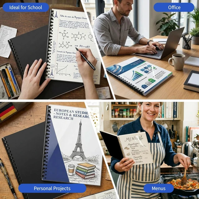 Alt view image 7 of 7 - 180 Pack Binding Covers and Backs, 10/12 Mil, 8.5X11" Includes 90 Clear 10 Mil PVC Fronts and 90 Black 12 Mil Sand-Textured Backs for Letter Size