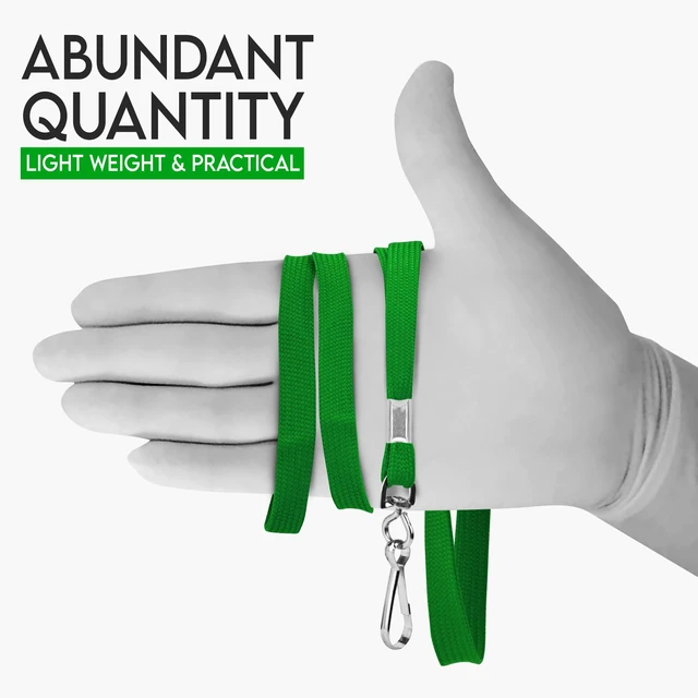Alt view image 3 of 7 - 100-Pack Green Lanyards for ID Badges with Swivel J-Hooks - Versatile Neck Lanyard for Keys, Card Holders, Whistles, and More - Ideal for Offices, Teachers, Kids, and Cruise Ship Cards