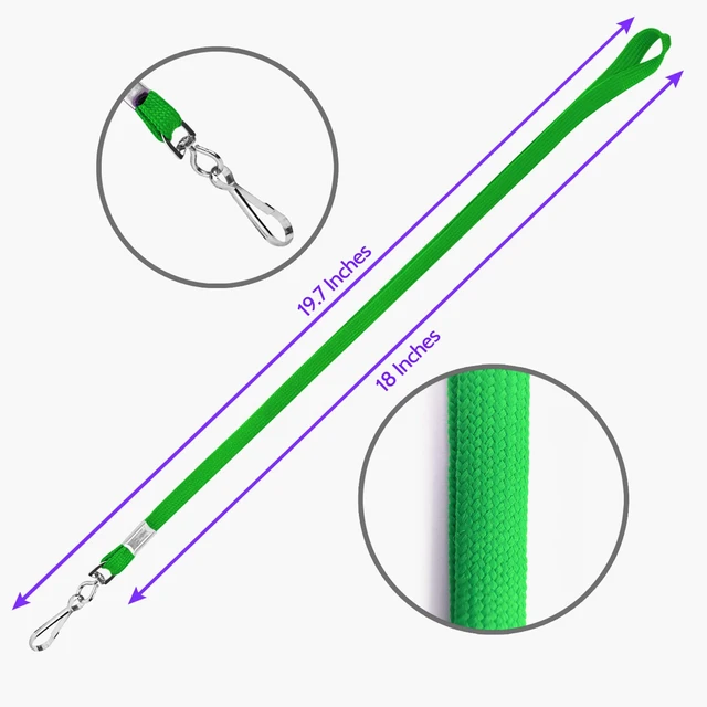 Alt view image 4 of 7 - 100-Pack Green Lanyards for ID Badges with Swivel J-Hooks - Versatile Neck Lanyard for Keys, Card Holders, Whistles, and More - Ideal for Offices, Teachers, Kids, and Cruise Ship Cards