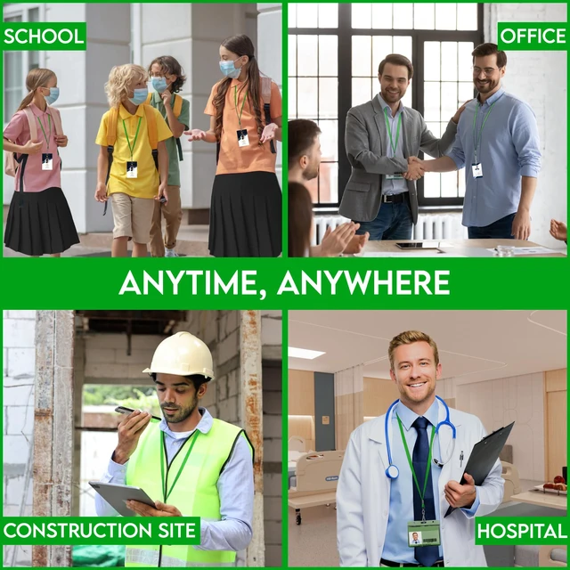 Alt view image 7 of 7 - 100-Pack Green Lanyards for ID Badges with Swivel J-Hooks - Versatile Neck Lanyard for Keys, Card Holders, Whistles, and More - Ideal for Offices, Teachers, Kids, and Cruise Ship Cards
