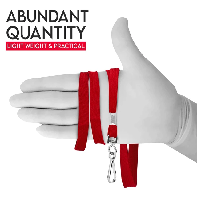 Alt view image 3 of 7 - 100-Pack Red Lanyards for ID Badges with Swivel J-Hooks - Versatile Neck Lanyard for Keys, Card Holders, Whistles, and More - Ideal for Offices, Teachers, Kids, and Cruise Ship Cards