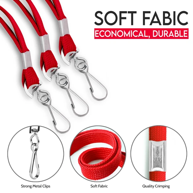 Alt view image 2 of 7 - 100-Pack Red Lanyards for ID Badges with Swivel J-Hooks - Versatile Neck Lanyard for Keys, Card Holders, Whistles, and More - Ideal for Offices, Teachers, Kids, and Cruise Ship Cards