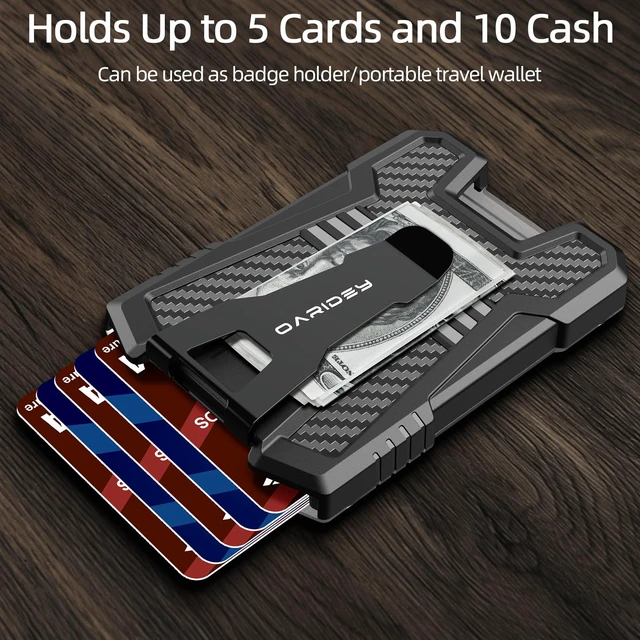 Alt view image 3 of 7 - Retractable Badge Holders, Heavy Duty Retractable Keychain Tactical ID Card Holder (Holds 5 Cards), ID Badge Holders with Metal Clip, 31.5" Badge Reel