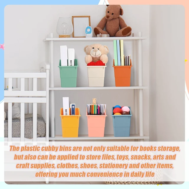 Alt view image 5 of 6 - 6 Packs Book Bins for Classroom Plastic Book Binder Holders Vertical Organizer Baskets Storage Boxes for Classroom Library Home Office Organization Stationery Supplies (Fresh Colors)